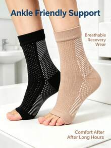 1‑Pair Women's Ankle Support Socks, Elastic Plantar Fasciitis Arch Support Ankle Sleeves, Protector For Swollen, Sore Ankles, Breathable Comfortable,Ideal Accessory For Daily Wear, Walking,Designed Exclusively For Women, Not Suitable For Men - Multicolor - View 2