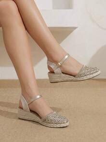 Styleloop Women's Wedges & Platform Shoes, Breathable Metal Mesh Wedges, Bohemian Style, Vacation Wear, Travel Essentials, Commuting Versatile - Gold - View 8