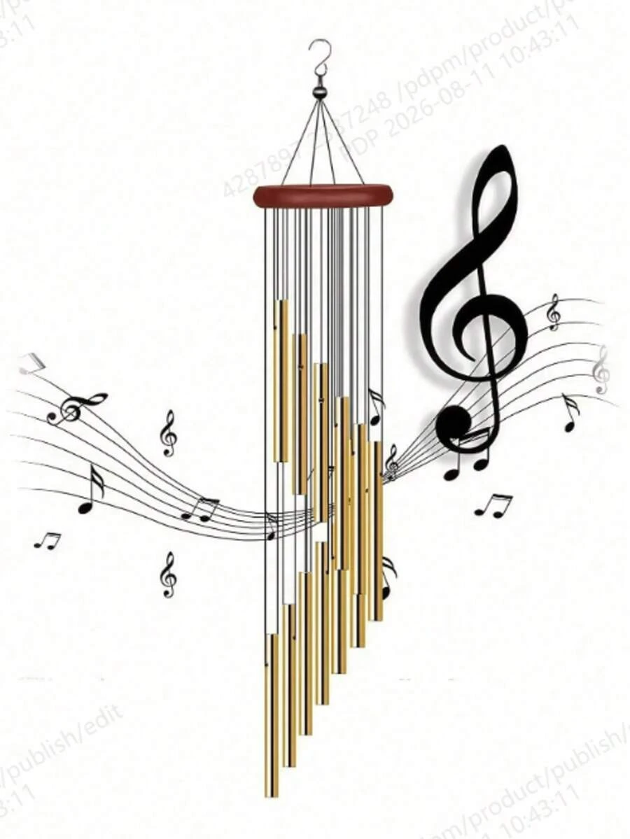 1pc Outdoor Wind Chime With 12 Aluminum Alloy Tubes And Hanging Hook, Outdoor Memorial Windchime, Holiday, Party Decoration, Home And Shop , Suitable For Outdoor Garden And Memorial Space Festival Decoration Rama, Home , Room - Multicolor - View 1