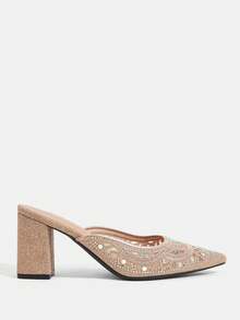 CUCCOO TILAWA Elegante spitze Damen-High-Heels aus Metall mit zarter Stickerei und Laser-Strass-Design - Champagnerfarben - Übersicht 2