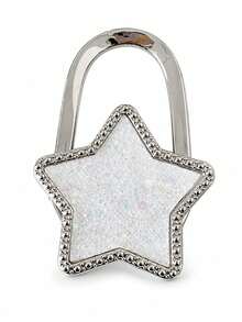 Zazumi 1pc Glitter Butterfly Star Table Bag Hanger, Polished Silver‑Tone Metal Foldable Handbag Hook, Decorative Desktop Bag Holder , Portable Table Edge Accessory Hook ,Apartment Friendly Kitchen, Travel; Great Gift For Spring Or Mother's Day. - Multicolor - View 8