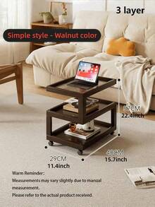 3 Layer Geometric Aesthetic Design Solid Wood Living Room Side Table, Camphor Wood Material Bedside Table, Movable Bedside Table With Headboard Storage Rack, Simple And Modern Bamboo Small Side Table, Creative - Multicolor - View 10