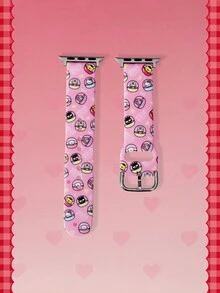 HELLO KITTY AND FRIENDS | SHEIN 1pc Cute Cartoon Silicone Watch Band Compatible With Apple Watch 38–49mm, Unisex Fashion Sport Strap Made Of Soft Silicone,Versatile For Daily - Multicolor - View 2
