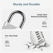 2 Packs 4 Digit Resettable Combination Padlock, Waterproof Outdoor Security Lock For Gym Locker, School, Fence, Gate, Toolbox, Storage Cabinet, 304 Stainless Steel Shackle - multicolor - View 8