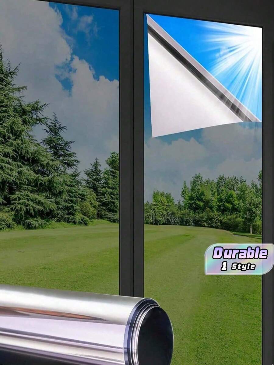 1捲單向窗戶隱私膜,鏡面反射玻璃貼膜,抗UV隔熱,靜電吸附免膠白天隱私遮蔽膜,適用居家辦公室門窗 - 彩色 - 查看 1