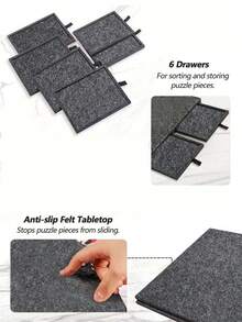 1PC Foldable Standing Puzzle Mat Felt Board With Drawers DarkGray Portable Large Foldable Puzzle Pad For Adults Family Travel Game Room Organizer Storage - multicolor - View 2