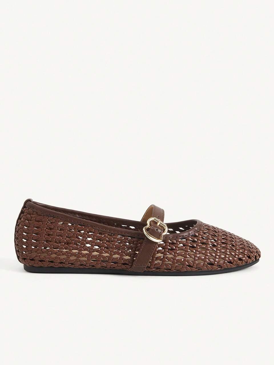 CUCCOO CHICEST Hollow Woven Mary Jane Flat Shoes, Buckle Word With Breathable Low Vamp Casual Commuting Versatile Fashion Women's Shoes