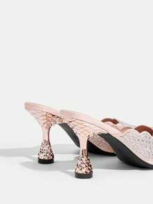 CUCCOO TILAWA Elegant And Sexy Pointed Women's High Heels, Exquisite And Stylish Embroidered Laser Rhinestone Design, With A Slip-On Design - Champagne - View 9