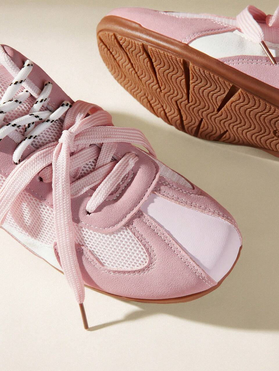 CUCCOO EASI Girly Style Color Matching Mesh Sneakers, Retro Low-Top Soft-Soled Lightweight Daily Versatile Jogging Shoes