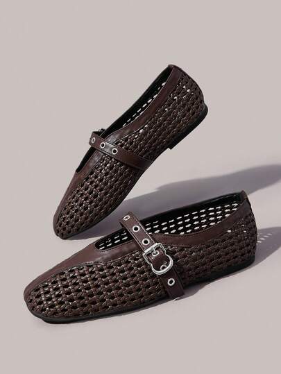 Styleloop Wanita, Paku Willow, Gesper, Sepatu Datar.