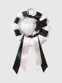 ROMWE Anime 1 Sweet Academy Black Pink Polka Dot Wings Mesh Lace Ribbon Handmade Complex Rose Corsage DIY Keychain Bag Pendant, Ladies Wear Holiday Gift - Multicolor - View 14
