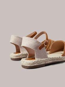 Styleloop Ladies Camel Bohemian Vacation Embroidered Strap Hemp Rope Flat Shoes - Camel - View 9