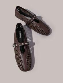 Styleloop Wanita, Paku Willow, Gesper, Sepatu Datar. - Cokelat tua - View 8