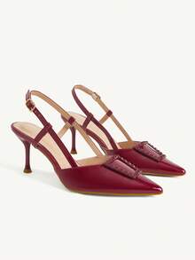 CUCCOO CHICEST Ladies Temperament Red Pointed Empty High Heels Sandals Stiletto Dinner Shoes - Red - View 8