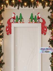 2Pcs Santa Claus Door Frame Decor, Reusable Wooden Christmas Party Sign Ornaments, Creative Home Decoration For Door Tops & Window Interior Holiday Decor - one size fits all - View 1