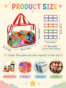 1PC Oversized/Large Children's Diaper Storage Bag Toy Storage Bag, Reusable Transparent PVC Diaper Board Game Storage, Travel Waterproof Storage Bag W - Multicolor - View 7