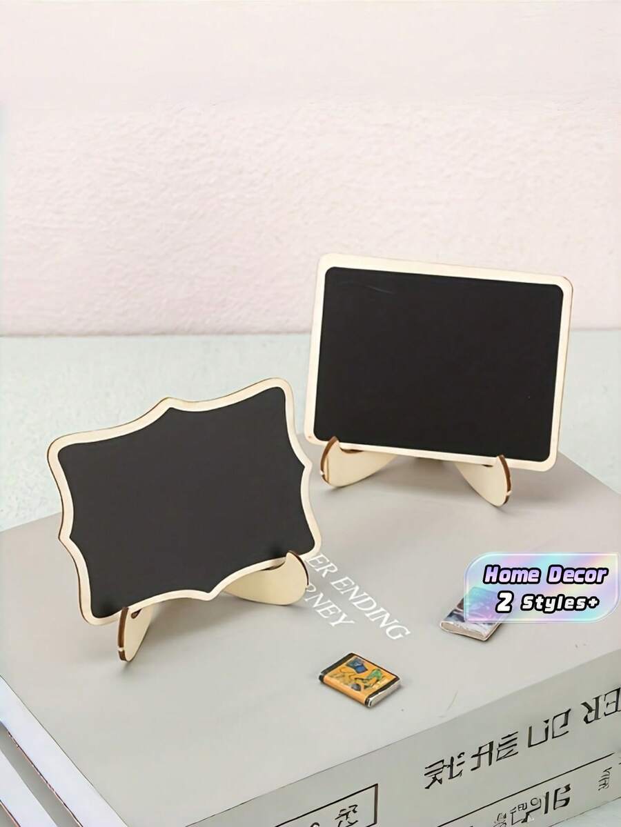 10Pcs Mini Chalkboard Signs Stand Display Blackboard Message Board Small Easel Tabletop For Wedding Props Home Decor Crafts Writing Drawing Party Favor Rustic Style - multicolor - View 1