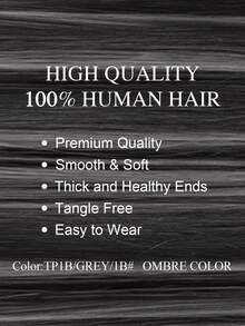 Clip In Hair Extensions Real Human Hair Remy Human Hair Extensions Clip Ins For Women, Natural Human Hair Clip Ins Hair Extensions - S1B/GREY/1B - View 3