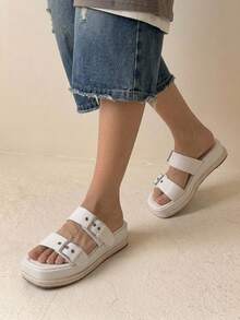 HighSole Women's Thick-Soled Sandals, Casual Solid Wedge Sandal Vacation Shoes Summer - Apricot - View 8