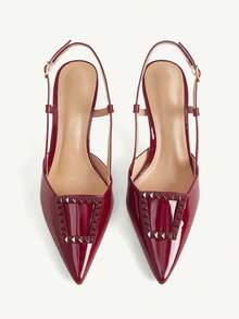 CUCCOO CHICEST Ladies Temperament Red Pointed Empty High Heels Sandals Stiletto Dinner Shoes - Red - View 10