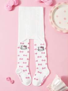 HELLO KITTY AND FRIENDS | SHEIN 1 Buah Celana Ketat Bayi Perempuan Motif Pink, Legging Anak-Anak, Legging Lucu untuk Musim Semi dan Gugur - Red and White - View 1