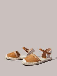 Styleloop Ladies Camel Bohemian Vacation Embroidered Strap Hemp Rope Flat Shoes - Camel - View 7
