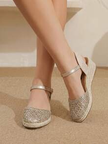 Styleloop Women's Wedges & Platform Shoes, Breathable Metal Mesh Wedges, Bohemian Style, Vacation Wear, Travel Essentials, Commuting Versatile - Gold - View 2