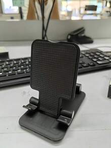 1PC Foldable Desktop Phone Holder Stand Adjustable Portable Universal Compatible With IPhone Android For Birthday Gift Family Friends Home Office Desk Accessories Phone Stand Phone Accessories - Black - View 2