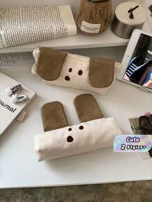 1PC Large Capacity Canvas Durable Lightweight Portable Creative Cute Pencil Case Makeup Bag Cosmetic Organizer Pouch With Zipper Closure Versatile Multipurpose For School Office Travel Home Stationery Supplies Gift Students Adults - Single Piece - View 1