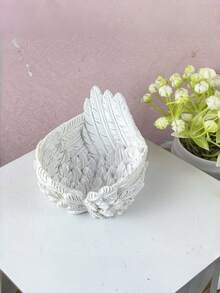 1PC Standard Size Durable Non Slip Scratch Resistant Sturdy Resin White Angel Wings Feather Wings Crystal Ball Display Base Jewelry Ring Necklace Earring Storage Organizer Stand For Home Office Bedroom Vanity Tabletop Decor Gift Housewarming Wedding - multicolor - View 5