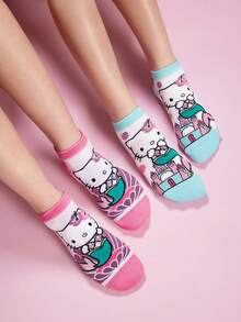 HELLO KITTY AND FRIENDS | SHEIN 2 Pairs Of Cartoon Pattern Women's Socks - color mixing - View 2
