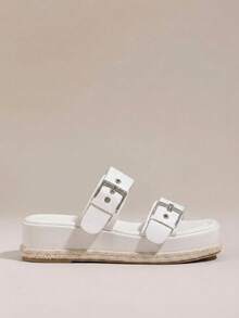HighSole Women's Thick-Soled Sandals, Casual Solid Wedge Sandal Vacation Shoes Summer - Apricot - View 2