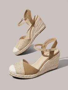 Styleloop Women's Woven Rope Platform & Wedge Sandals, Bohemian Style Western Music Festival Party Wear For Christmas Valentine's Day Vacation Outfits Travel - Light brown - View 6
