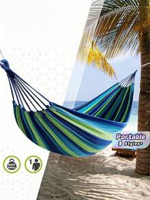 3-In-1 Hammock: A Durable And Portable Hammock Made From Comfortable Fabric. Comes With A Travel Bag And Ropes, Perfect For Garden Camping, Indoor/Outdoor Terraces, Balconies, Backyards, Beaches, And Parks. - multicolor - View 1