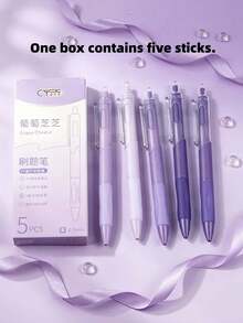 5Pcs/Set Retractable Gel Pens – Comfortable Silicone Grip, 0.5mm Black Ink, Smooth Writing Stationery Set For Office, School, Daily Use, Back-To-School Supplies - one-size - View 9