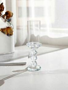 Exquisite Crystal Glass Candlestick, Windproof Round Crystal Candle Holder For Outdoor Wedding, Table Decor Ornament, Glass Candle Holder Decor Craft For Outdoor Wedding Dinner Table - 1PC - View 9