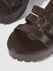 HighSole 女士时尚黑色高跟凉鞋，适合夏季毕业典礼、舞会、度假等各种场合，包括夏季、圣诞节、秋季、新年等节日。 - 摩卡棕 - 查看 3