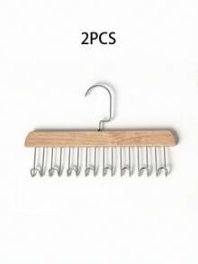 1/2Pcs Multi-Functional 8-Hook Wooden Hanger Saves Closet Space. It Can Hold Hats, Tank Tops, Bras, Shirts And Ties. A Practical Storage Organizer For Home And Dorm Wardrobes, And An Ideal Gift For Festivals - Multicolor - View 10