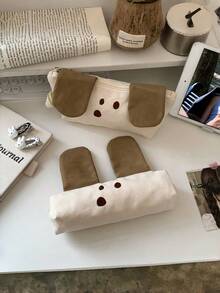 1PC Large Capacity Canvas Durable Lightweight Portable Creative Cute Pencil Case Makeup Bag Cosmetic Organizer Pouch With Zipper Closure Versatile Multipurpose For School Office Travel Home Stationery Supplies Gift Students Adults - Single Piece - View 4