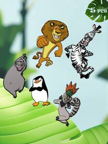 SHEIN MADAGASCAR 5入組時尚可愛卡通動物胸針徽章，彩色鋅合金滴油珠寶飾品配件，適用於外套與書包扣飾 - 彩色 - 查看 1