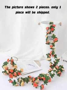 1Pc 45 Heads Artificial Rose Vine, Fake Hanging Flower Garland For Wedding Arch Flower Wall Decor - Multicolor - View 9
