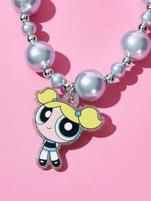 THE POWERPUFF GIRLS X SHEIN 時尚可愛卡通狗壓克力手工串珠手機鍊 手機掛繩 手機吊飾 - 彩色 - 查看 3