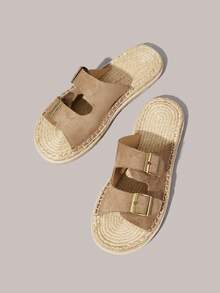 Zapatillas de paja caqui