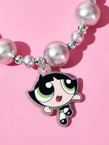THE POWERPUFF GIRLS X SHEIN 時尚可愛卡通狗狗壓克力手工串珠手機鍊 手機掛繩 手機吊飾 - 彩色 - 查看 3
