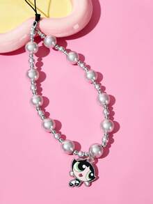 THE POWERPUFF GIRLS X SHEIN 時尚可愛卡通狗狗壓克力手工串珠手機鍊 手機掛繩 手機吊飾 - 彩色 - 查看 5