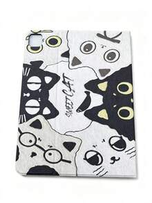 1 buah Casing Akrilik Motif Kucing Hitam Putih, Penutup Tidur Otomatis dengan Slot Pena, Penyangga Multi-Sudut - MultiWarna - View 3