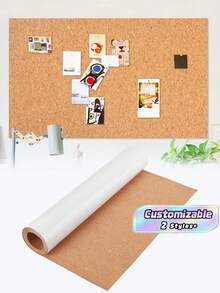 1 Roll Self-Adhesive Cork Board Sticker, Suitable For Walls, 1-2mm Thick Decorative Hanging Pinboard, Home/School Message Board & Vision Board - brown - View 2
