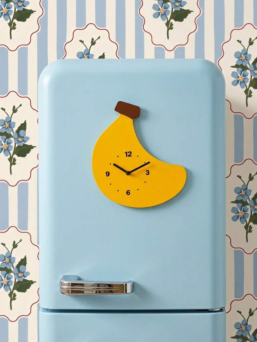 Joivida 2026 Mini Wall Clock, Cute Banana Cartoon Shaped, Punch-Free Installation, Silent Sweep Second Movement, Dual Purpose Design Support Magnetic Attachment & Wall Hanging, Made Of Acrylic Material, Simple Stylish Wall Decor Watch, Effortless To Mount - multicolor - View 1