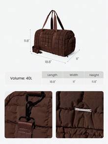 GLOWMODE 40L Maxi Water Resistant Adjustable Detachable Strap Side Sneaker Storage Zipper Pockets Quilted Hand Crossbody Duffel Gym Studio Travel Daily Casual - Coffee - View 7
