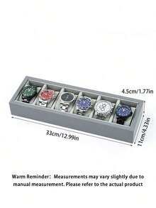 6/12/24/30 Slot Pu Leather Watch Box, Grey/Green Color Large Capacity Watch Display Storage Case - Grey - View 16